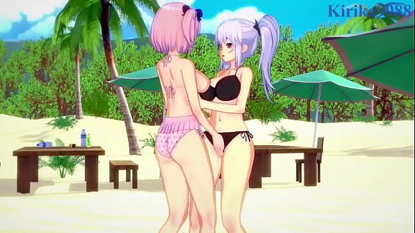 Yagyū and Hibari intense lesbian play and futanari sex. – Senran Kagura Hentai